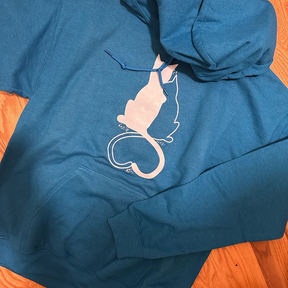 Women's medium bling rhinestone kitty silhouette hoodie
